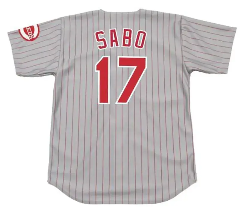 CHRIS SABO Cincinnati Reds 1993 Majestic Throwback Away Baseball Jersey 