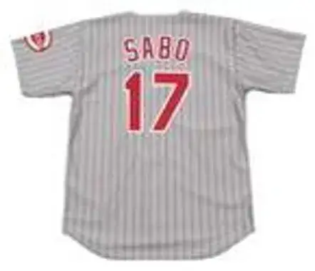 CHRIS SABO Cincinnati Reds 1993 Majestic Throwback Away Baseball Jersey 