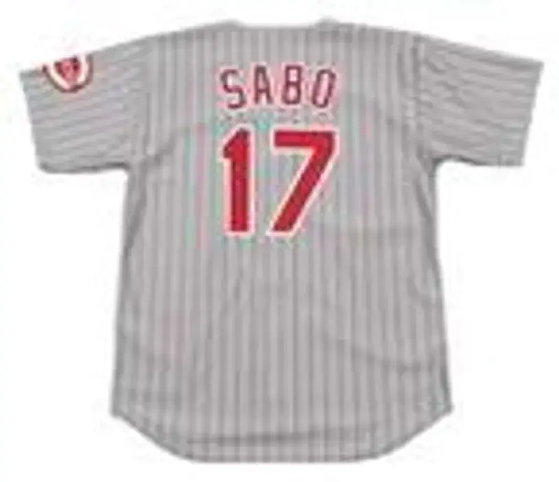 CHRIS SABO Cincinnati Reds 1993 Majestic Throwback Away Baseball Jersey 