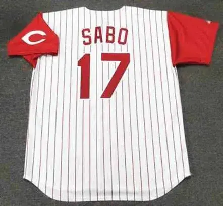 CHRIS SABO Cincinnati Reds 1993 Majestic Throwback Home Baseball Jersey 