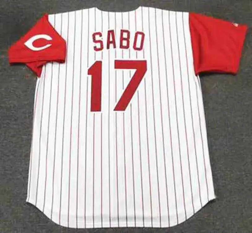 CHRIS SABO Cincinnati Reds 1993 Majestic Throwback Home Baseball Jersey 