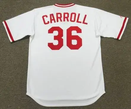 CLAY CARROLL Cincinnati Reds 1975 Majestic Cooperstown Throwback Baseball Jersey 