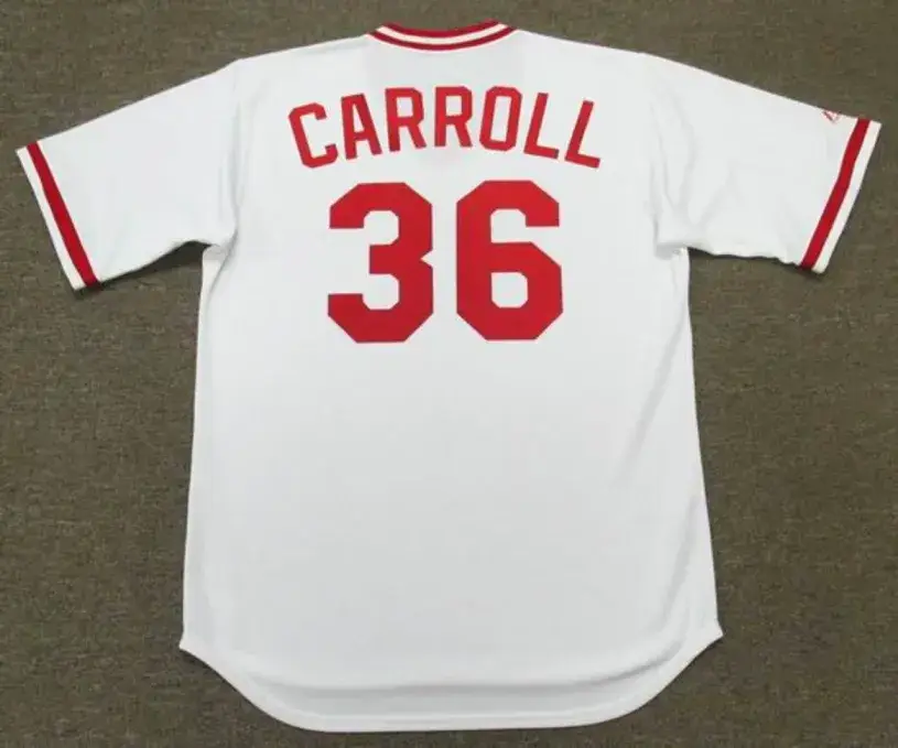 CLAY CARROLL Cincinnati Reds 1975 Majestic Cooperstown Throwback Baseball Jersey 