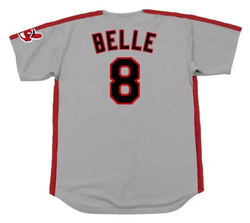 ALBERT BELLE Cleveland Indians 1993 Majestic Throwback Away Baseball Jersey 