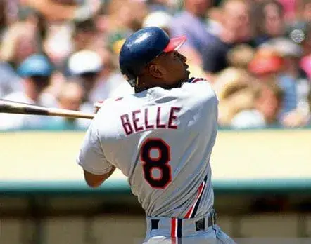 ALBERT BELLE Cleveland Indians 1993 Majestic Throwback Away Baseball Jersey 