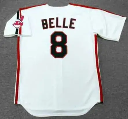 ALBERT BELLE Cleveland Indians 1993 Majestic Throwback Home Baseball Jersey 