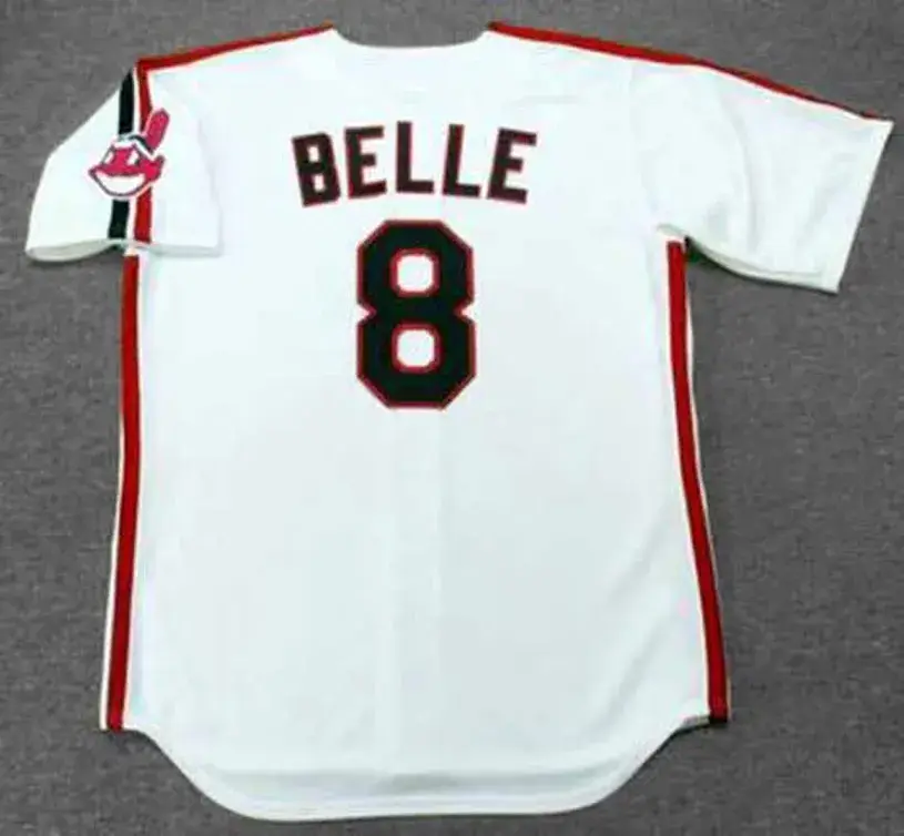 ALBERT BELLE Cleveland Indians 1993 Majestic Throwback Home Baseball Jersey 
