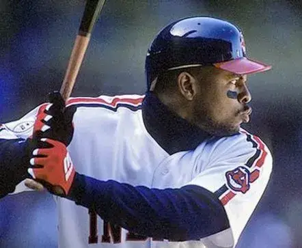 ALBERT BELLE Cleveland Indians 1993 Majestic Throwback Home Baseball Jersey 