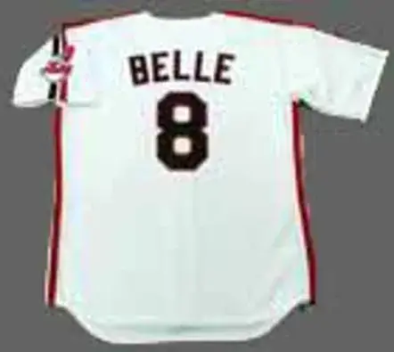 ALBERT BELLE Cleveland Indians 1993 Majestic Throwback Home Baseball Jersey 