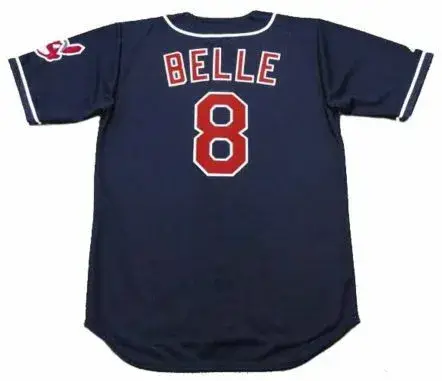 ALBERT BELLE Cleveland Indians 1995 Alternate Majestic Baseball Throwback Jersey 