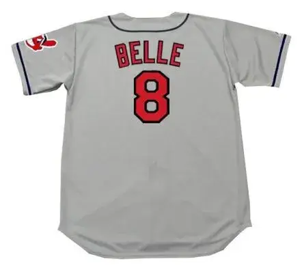 ALBERT BELLE Cleveland Indians 1995 Away Majestic Baseball Throwback Jersey 