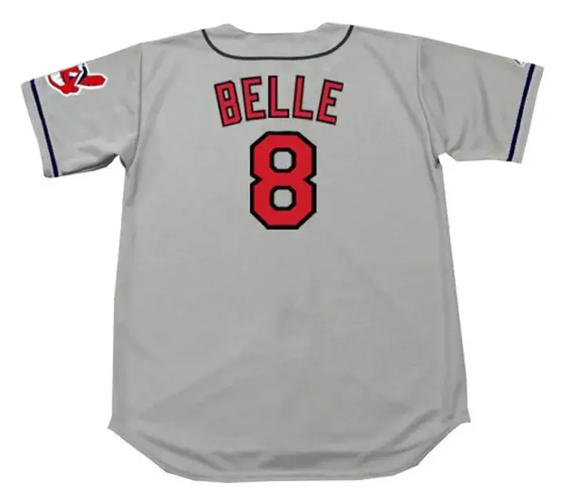 ALBERT BELLE Cleveland Indians 1995 Away Majestic Baseball Throwback Jersey 