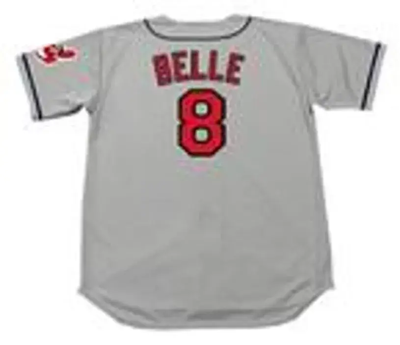 ALBERT BELLE Cleveland Indians 1995 Away Majestic Baseball Throwback Jersey 