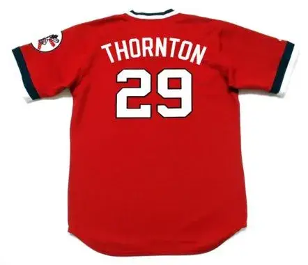 ANDRE THORNTON Cleveland Indians 1977 Majestic Baseball Cooperstown Throwback Jersey 