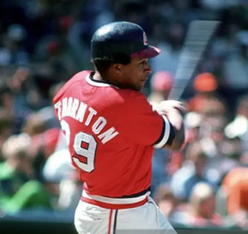 ANDRE THORNTON Cleveland Indians 1977 Majestic Baseball Cooperstown Throwback Jersey 
