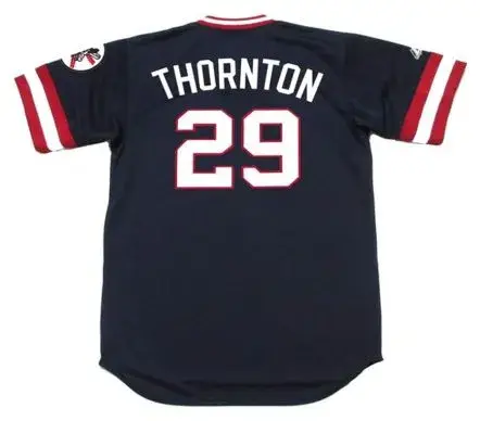 ANDRE THORNTON Cleveland Indians 1977 Majestic Cooperstown Throwback Away Jersey 