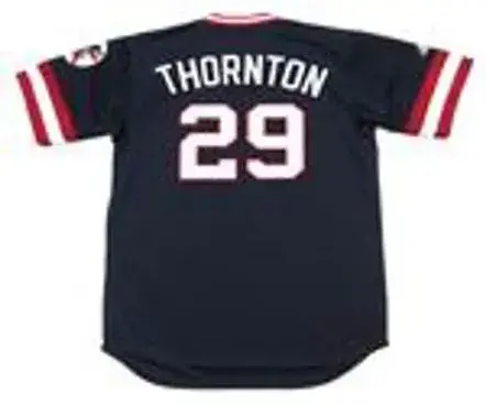 ANDRE THORNTON Cleveland Indians 1977 Majestic Cooperstown Throwback Away Jersey 