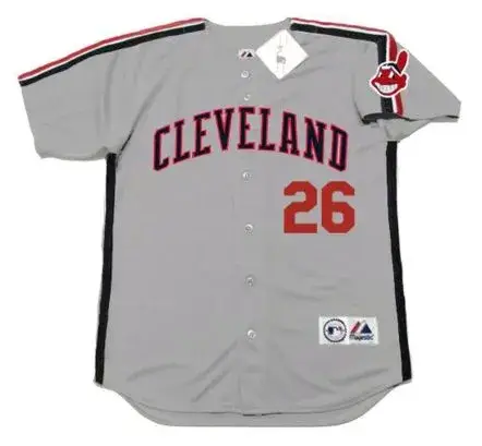 BROOK JACOBY Cleveland Indians 1990 Majestic Throwback Away Baseball Jersey