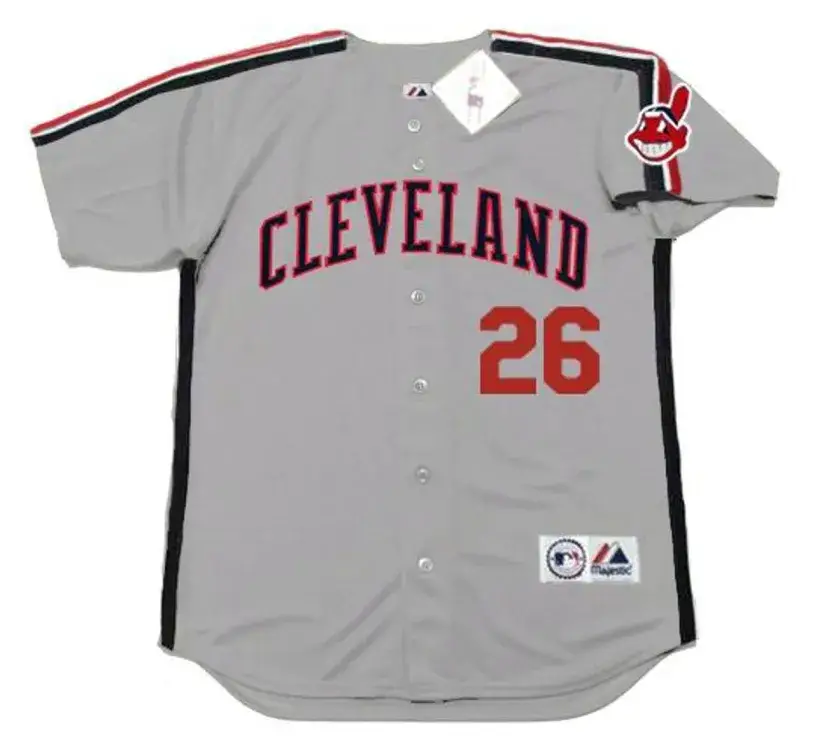 BROOK JACOBY Cleveland Indians 1990 Majestic Throwback Away Baseball Jersey