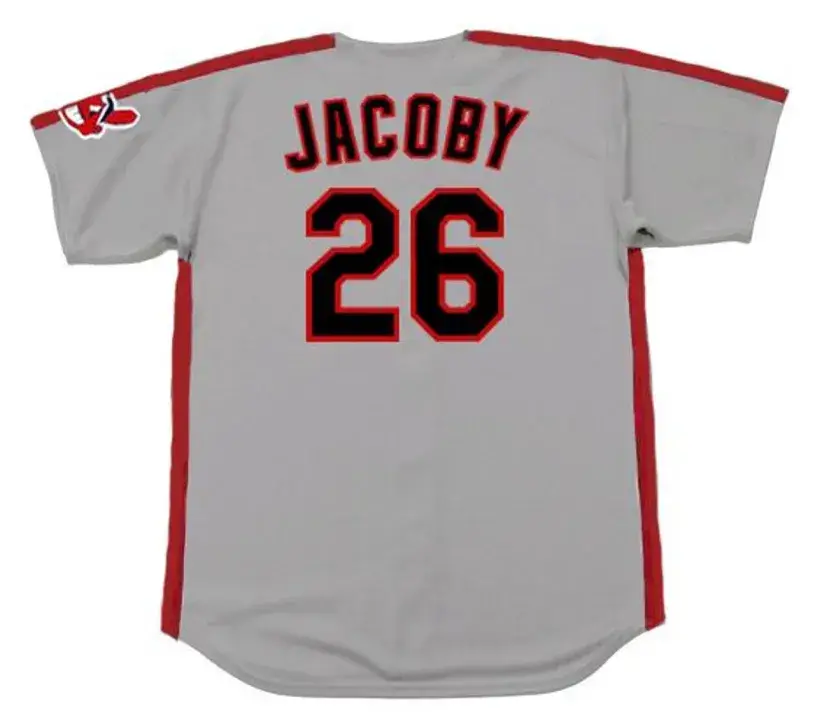BROOK JACOBY Cleveland Indians 1990 Majestic Throwback Away Baseball Jersey 