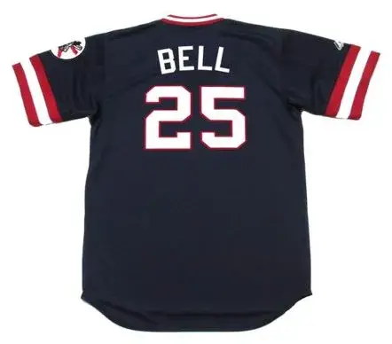 BUDDY BELL Cleveland Indians 1977 Majestic Cooperstown Throwback Away Jersey 