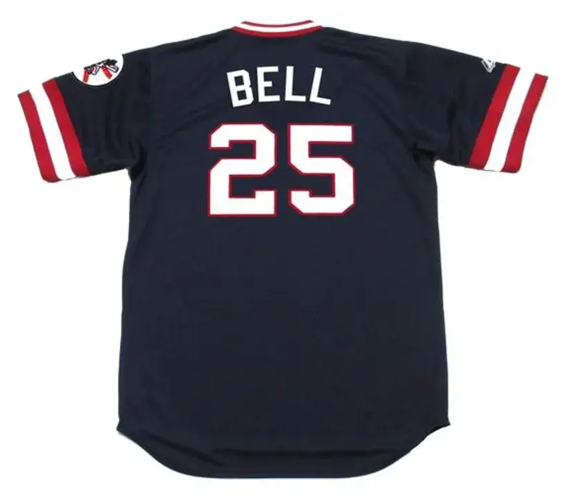 BUDDY BELL Cleveland Indians 1977 Majestic Cooperstown Throwback Away Jersey 