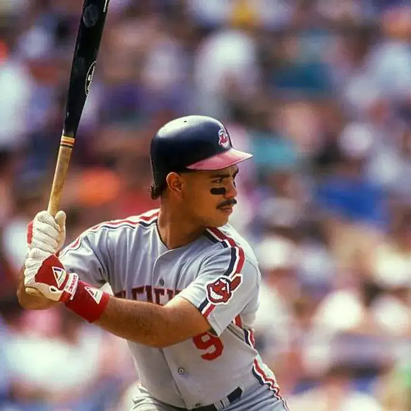 CARLOS BAERGA Cleveland Indians 1993 Majestic Throwback Away Baseball Jersey 