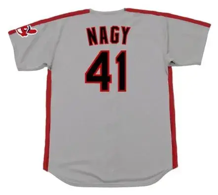 CHARLES NAGY Cleveland Indians 1992 Majestic Throwback Away Baseball Jersey 