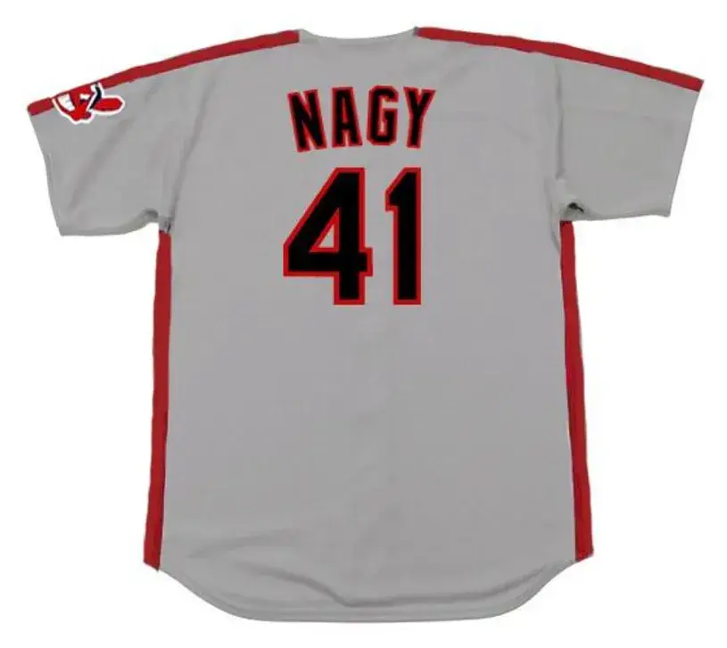 CHARLES NAGY Cleveland Indians 1992 Majestic Throwback Away Baseball Jersey 