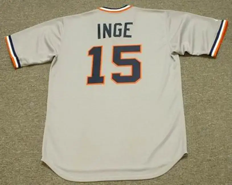 BRANDON INGE Detroit Tigers 1980’s Majestic Cooperstown Throwback Baseball Jersey 