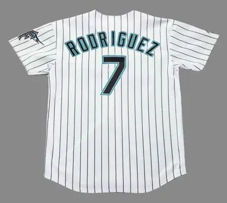 IVAN RODRIGUEZ Florida Marlins 2003 Home Majestic Throwback Baseball Jersey 