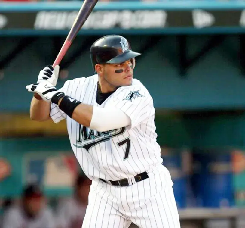 IVAN RODRIGUEZ Florida Marlins 2003 Home Majestic Throwback Baseball Jersey 