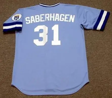 BRET SABERHAGEN Kansas City Royals 1985 Away Majestic Throwback Baseball Jersey 