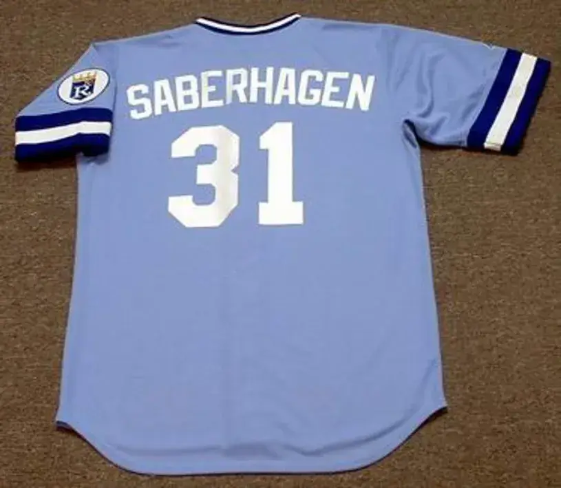BRET SABERHAGEN Kansas City Royals 1985 Away Majestic Throwback Baseball Jersey 