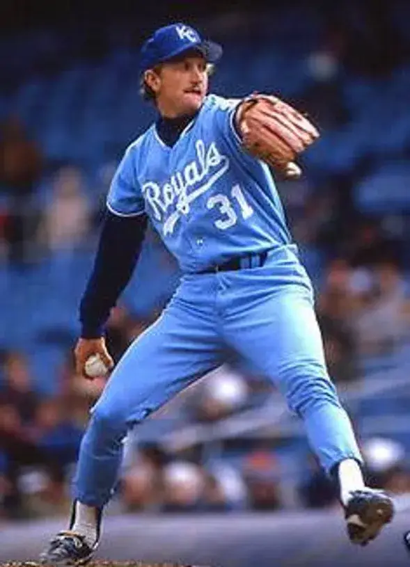 BRET SABERHAGEN Kansas City Royals 1985 Away Majestic Throwback Baseball Jersey 
