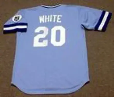 FRANK WHITE Kansas City Royals 1985 Away Majestic Throwback Baseball Jersey 