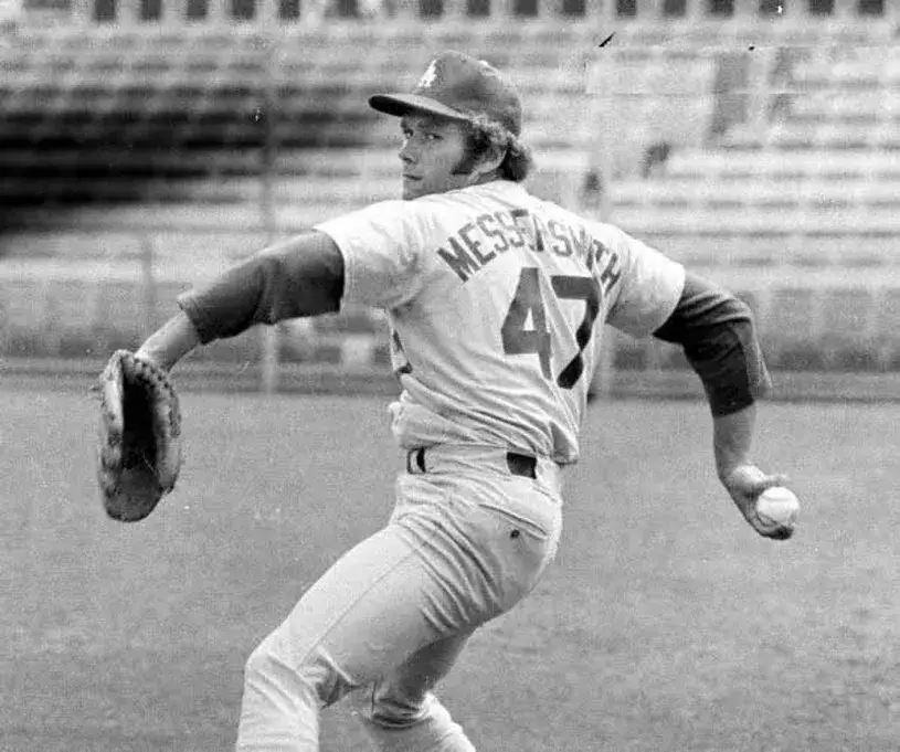 ANDY MESSERSMITH Los Angeles Dodgers 1974 Away Majestic Throwback Baseball Jersey 