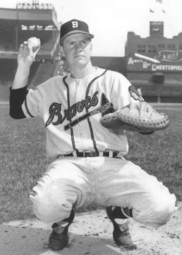 DEL CRANDALL Milwaukee Braves 1955 Away Majestic Throwback Baseball Jersey 