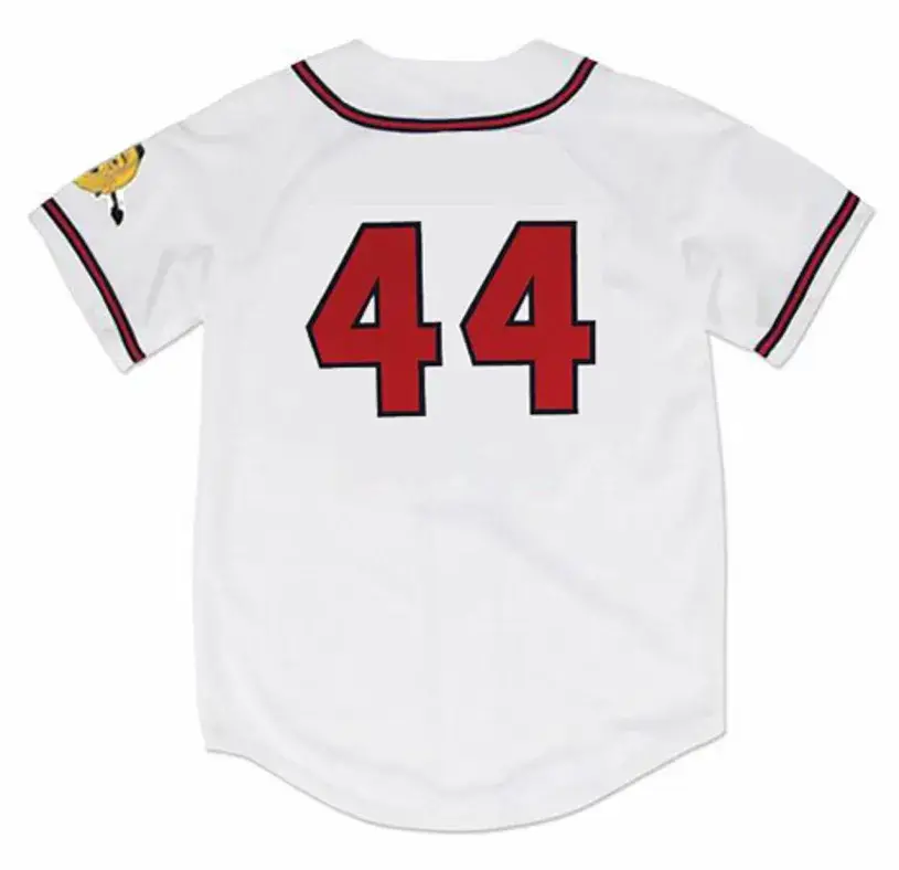 HANK AARON Milwaukee Braves 1957 Home Majestic Throwback Baseball Jersey 