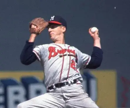 WARREN SPAHN Milwaukee Braves 1955 Away Majestic Throwback Baseball Jersey 
