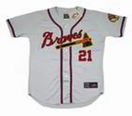 WARREN SPAHN Milwaukee Braves 1955 Away Majestic Throwback Baseball Jersey 