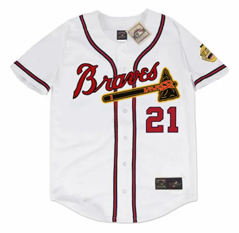 WARREN SPAHN Milwaukee Braves 1957 Home Majestic Throwback Baseball Jersey