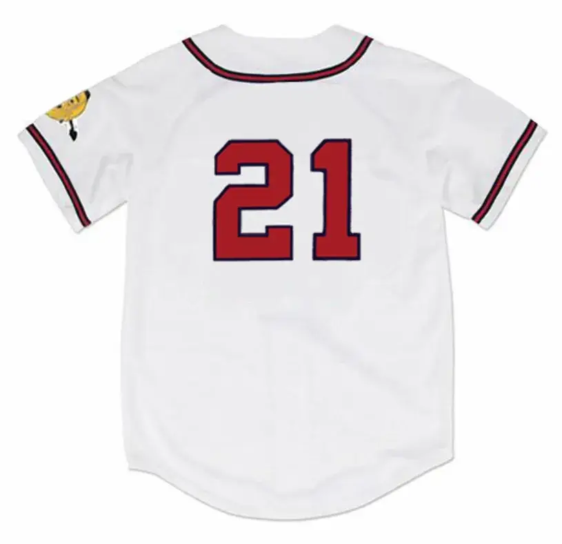 WARREN SPAHN Milwaukee Braves 1957 Home Majestic Throwback Baseball Jersey 