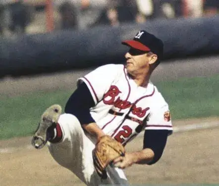 WARREN SPAHN Milwaukee Braves 1957 Home Majestic Throwback Baseball Jersey 