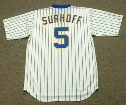 BJ SURHOFF Milwaukee Brewers 1987 Home Majestic Throwback Baseball Jersey 