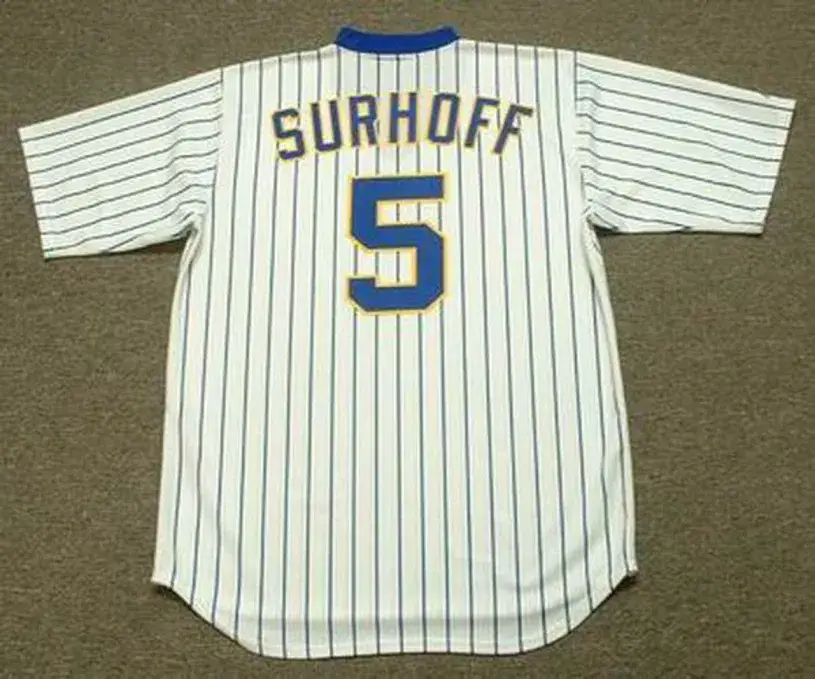 BJ SURHOFF Milwaukee Brewers 1987 Home Majestic Throwback Baseball Jersey 