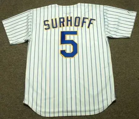 BJ SURHOFF Milwaukee Brewers 1990 Home Majestic Throwback Baseball Jersey