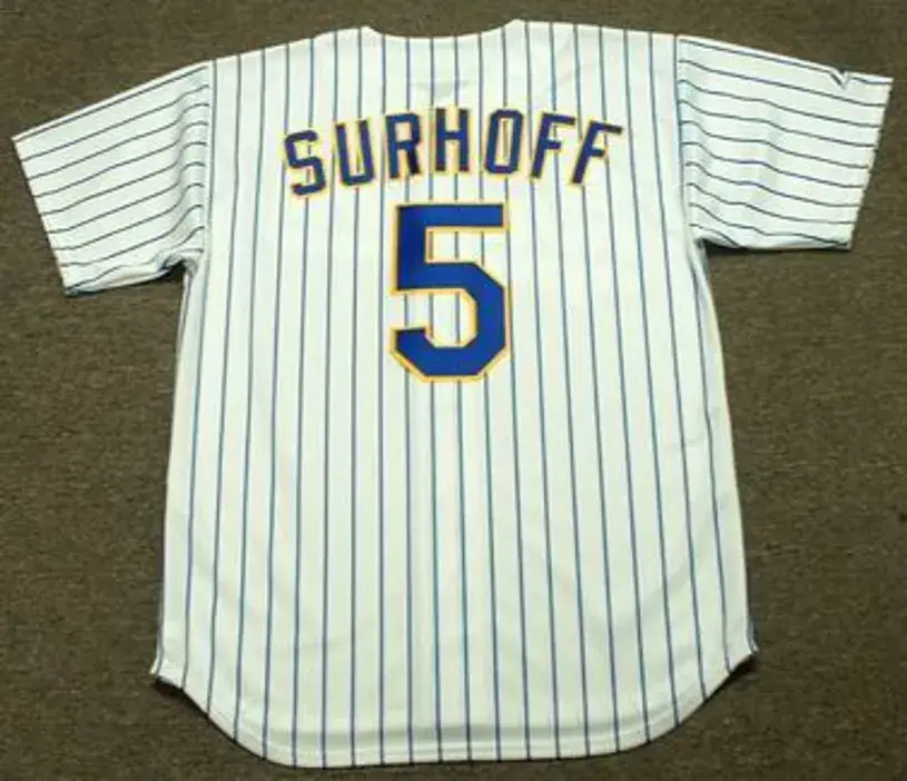 BJ SURHOFF Milwaukee Brewers 1990 Home Majestic Throwback Baseball Jersey