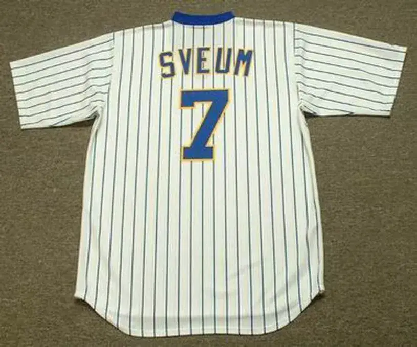 DALE SVEUM Milwaukee Brewers 1987 Home Majestic Throwback Baseball Jersey 
