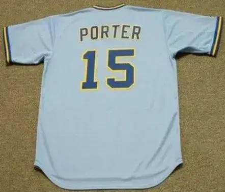 DARRELL PORTER Milwaukee Brewers 1975 Away Majestic Throwback Baseball Jersey 